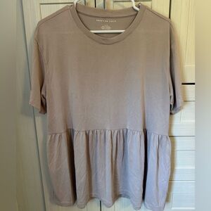 American Eagle Outfitters Women's Short Sleeve Mauve Tee